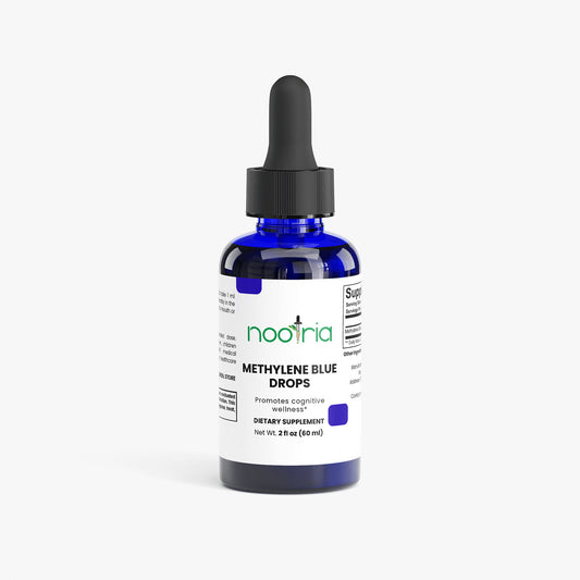 Bottle of Nootria Methylene Blue Drops on a white background