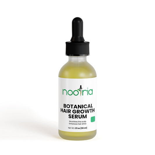 Bottle of Nootria Botanical Hair Growth Serum on a white background