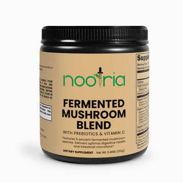 Nootria fermented mushroom blend supplement jar on a white background